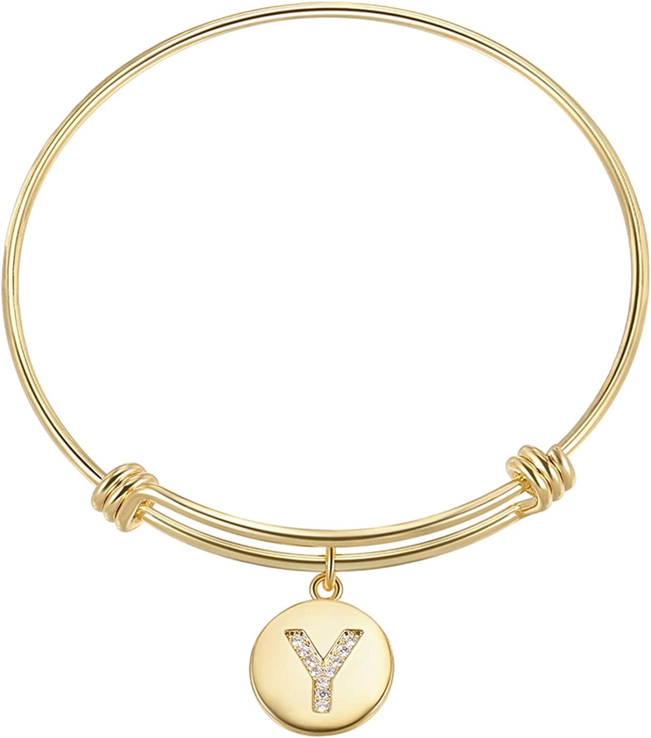 BEOSTAR Initial Charm Bracelet, Engraved Initial Charm Bracelet 18K Gold Plated Bracelet Initial Initial Bracelet Jewelry for Women Teen Girls